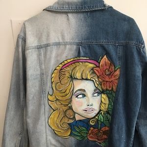 Hand painted Dolly Parton ombre denim jacket